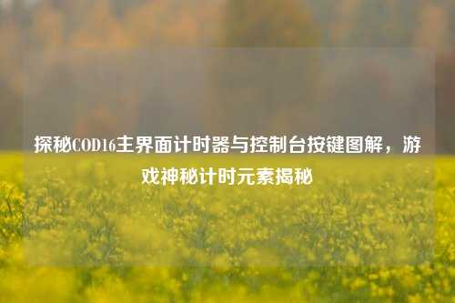 探秘COD16主界面计时器与控制台按键图解,游戏神秘计时元素揭秘