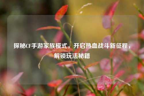 探秘CF手游家族模式,开启热血战斗新征程,解锁玩法秘籍