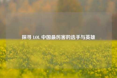 探寻 LOL 中国最厉害的选手与英雄