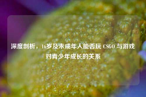 深度剖析，16岁及未成年人能否玩 CSGO 与游戏对青少年成长的关系
