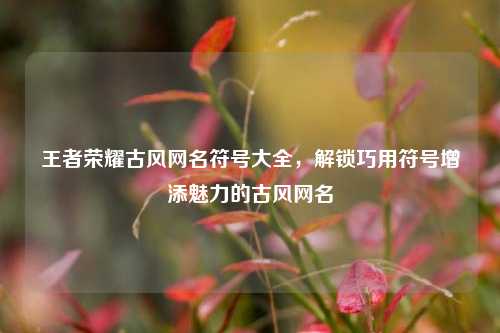 王者荣耀古风网名符号大全，解锁巧用符号增添魅力的古风网名