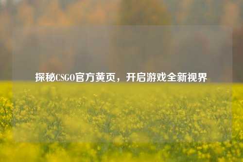 探秘CSGO官方黄页，开启游戏全新视界