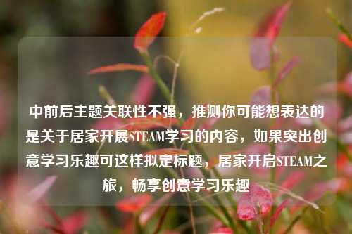 中前后主题关联性不强，推测你可能想表达的是关于居家开展STEAM学习的内容，如果突出创意学习乐趣可这样拟定标题，居家开启STEAM之旅，畅享创意学习乐趣