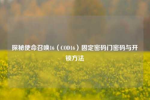 探秘使命召唤16（COD16）固定密码门密码与开锁方法