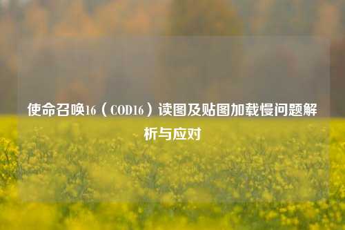 使命召唤16（COD16）读图及贴图加载慢问题解析与应对