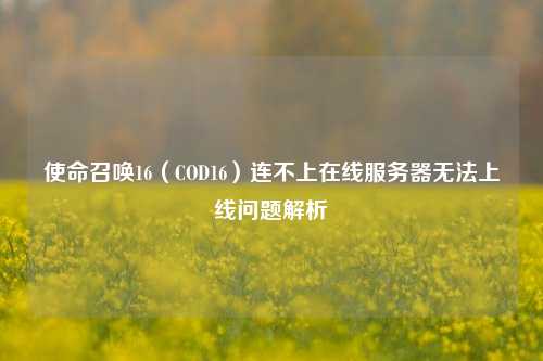 使命召唤16（COD16）连不上在线服务器无法上线问题解析