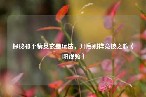 探秘和平精英玄墨玩法，开启别样竞技之旅（附视频）