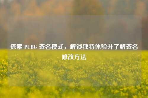 探索 PUBG 签名模式,解锁独特体验并了解签名修改方法