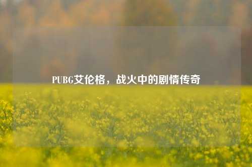 PUBG艾伦格，战火中的剧情传奇