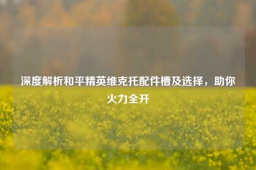 深度解析和平精英维克托配件槽及选择，助你火力全开