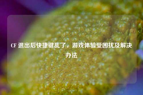 CF 退出后快捷键乱了,游戏体验受困扰及解决办法