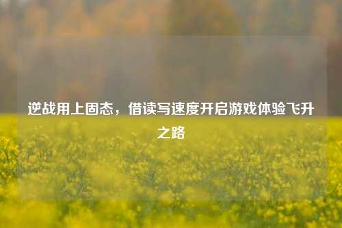 逆战用上固态,借读写速度开启游戏体验飞升之路
