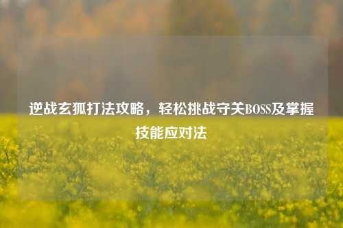 逆战玄狐打法攻略,轻松挑战守关BOSS及掌握技能应对法