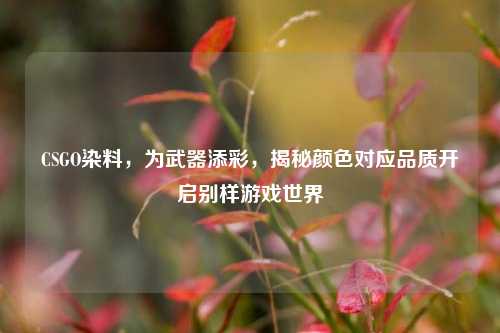CSGO染料,为武器添彩,揭秘颜色对应品质开启别样游戏世界