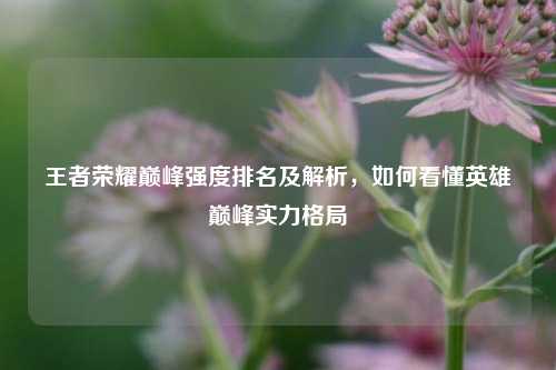 王者荣耀巅峰强度排名及解析,如何看懂英雄巅峰实力格局