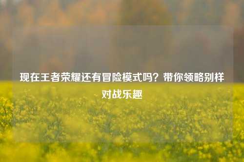 现在王者荣耀还有冒险模式吗?带你领略别样对战乐趣