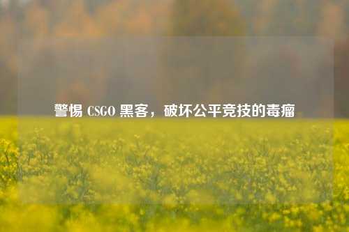警惕 CSGO 黑客，破坏公平竞技的毒瘤