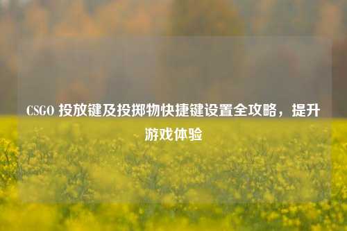 CSGO 投放键及投掷物快捷键设置全攻略，提升游戏体验