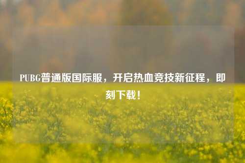 PUBG普通版国际服，开启热血竞技新征程，即刻下载！