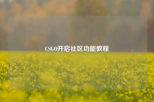 CSGO开启社区功能教程