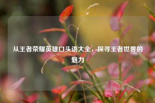 从王者荣耀英雄口头语大全，探寻王者世界的魅力