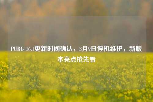 PUBG 16.1更新时间确认,3月9日停机维护,新版本亮点抢先看