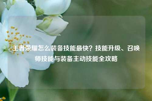 王者荣耀怎么装备技能最快?技能升级、召唤师技能与装备主动技能全攻略