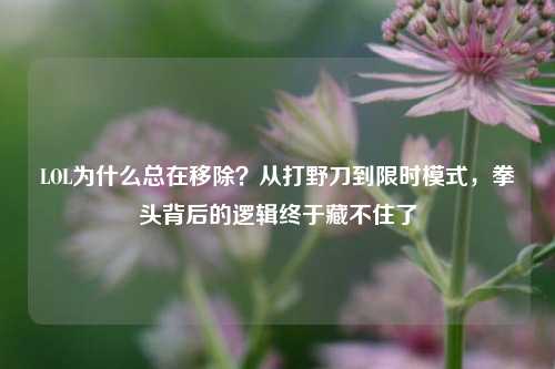 LOL为什么总在移除？从打野刀到限时模式，拳头背后的逻辑终于藏不住了