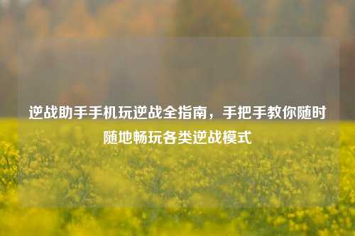 逆战助手手机玩逆战全指南,手把手教你随时随地畅玩各类逆战模式