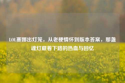 LOL赛娜出灯笼,从老梗情怀到版本答案,那盏魂灯藏着下路的热血与回忆