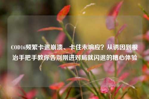COD16频繁卡退崩溃、卡住未响应?从诱因到根治手把手教你告别刚进对局就闪退的糟心体验