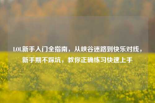 LOL新手入门全指南,从峡谷迷路到快乐对线,新手期不踩坑,教你正确练习快速上手