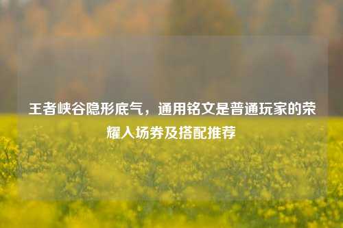 王者峡谷隐形底气，通用铭文是普通玩家的荣耀入场券及搭配推荐