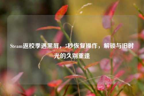 Steam返校季遇黑屏,5秒恢复操作,解锁与旧时光的久别重逢