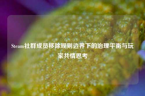 Steam社群成员移除规则边界下的治理平衡与玩家共情思考