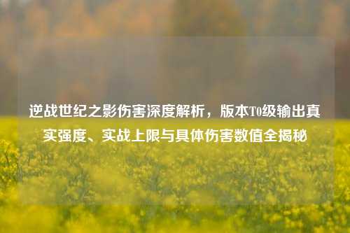 逆战世纪之影伤害深度解析，版本T0级输出真实强度、实战上限与具体伤害数值全揭秘