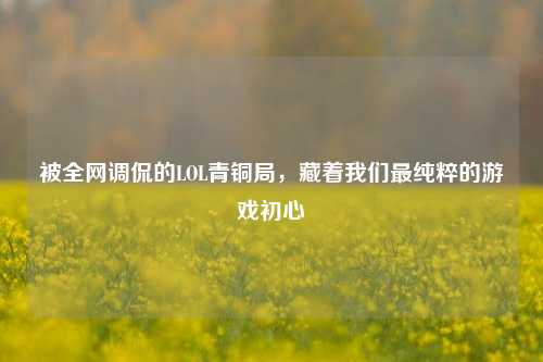被全网调侃的LOL青铜局，藏着我们最纯粹的游戏初心