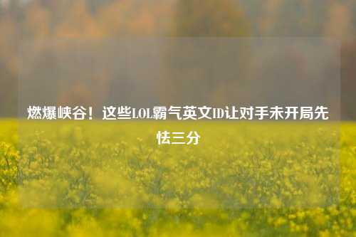 燃爆峡谷!这些LOL霸气英文ID让对手未开局先怯三分