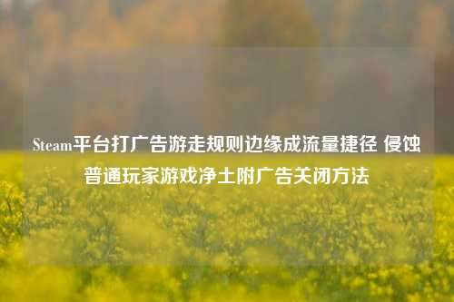 Steam平台打广告游走规则边缘成流量捷径 侵蚀普通玩家游戏净土附广告关闭方法