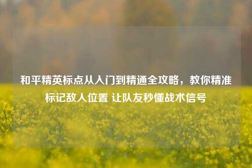 和平精英标点从入门到精通全攻略,教你精准标记敌人位置 让队友秒懂战术信号