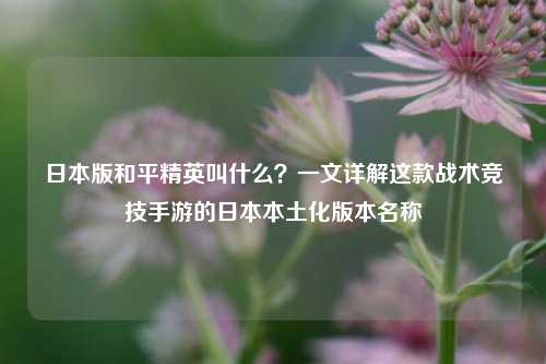 日本版和平精英叫什么？一文详解这款战术竞技手游的日本本土化版本名称