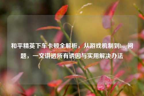 和平精英下车卡顿全解析,从游戏机制到bug问题,一文讲透所有诱因与实用解决办法
