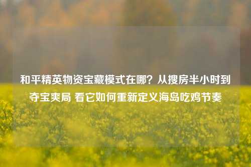 和平精英物资宝藏模式在哪？从搜房半小时到夺宝爽局 看它如何重新定义海岛吃鸡节奏