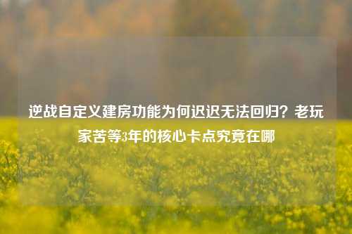 逆战自定义建房功能为何迟迟无法回归?老玩家苦等3年的核心卡点究竟在哪