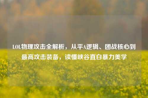 LOL物理攻击全解析,从平A逻辑、团战核心到最高攻击装备,读懂峡谷直白暴力美学
