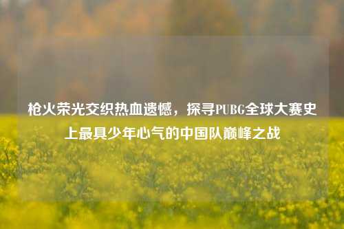 枪火荣光交织热血遗憾,探寻PUBG全球大赛史上最具少年心气的中国队巅峰之战
