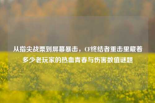 从指尖战栗到屏幕暴击,CF终结者重击里藏着多少老玩家的热血青春与伤害数值谜题