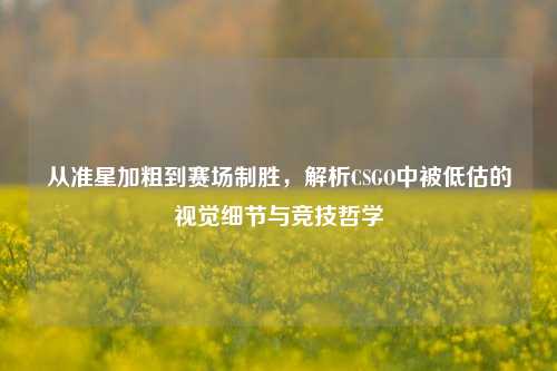 从准星加粗到赛场制胜,解析CSGO中被低估的视觉细节与竞技哲学