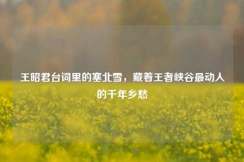 王昭君台词里的塞北雪,藏着王者峡谷最动人的千年乡愁