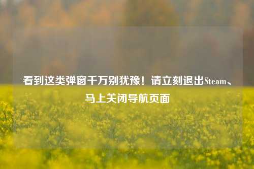 看到这类弹窗千万别犹豫!请立刻退出Steam、马上关闭导航页面